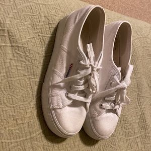 Superga white platform sneakers
